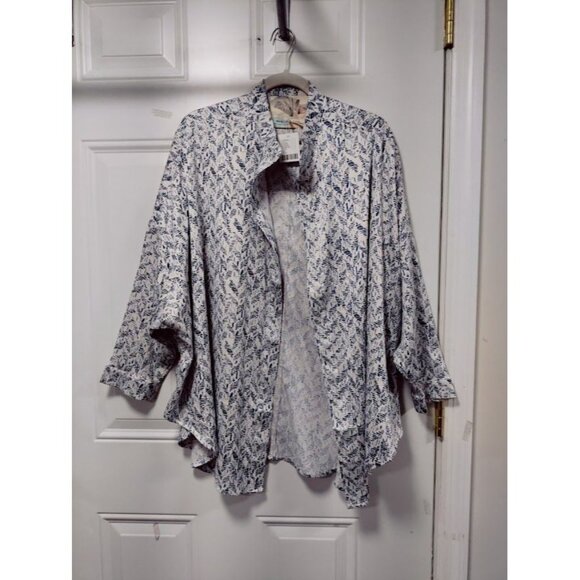 NWT Kimchi Blue Brit Neutral Print Stand Up Collar Long Sleeve Hammered Kimono - Picture 6 of 12